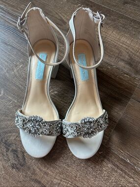 Betsey Johnson silver Jeweled Open-Toe Heels